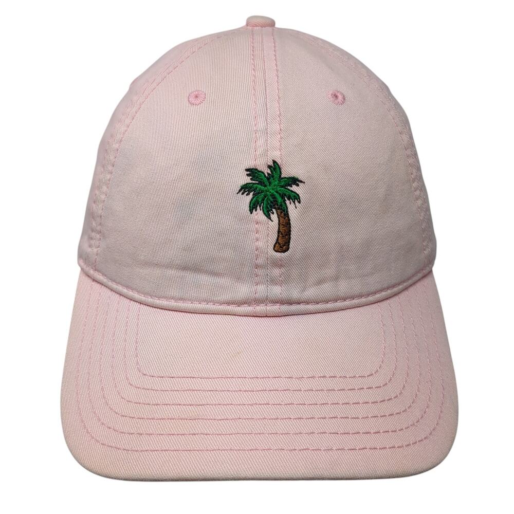 Palm Tree Strapback Baseball Cap Pink One Size Embroidered Cotton Free Authority